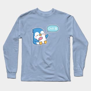 Cute Penguin With Popsicle Says Chill Long Sleeve T-Shirt